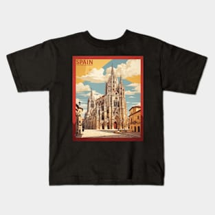 Burgos Cathedral Spain Travel Tourism Retro Vintage Kids T-Shirt